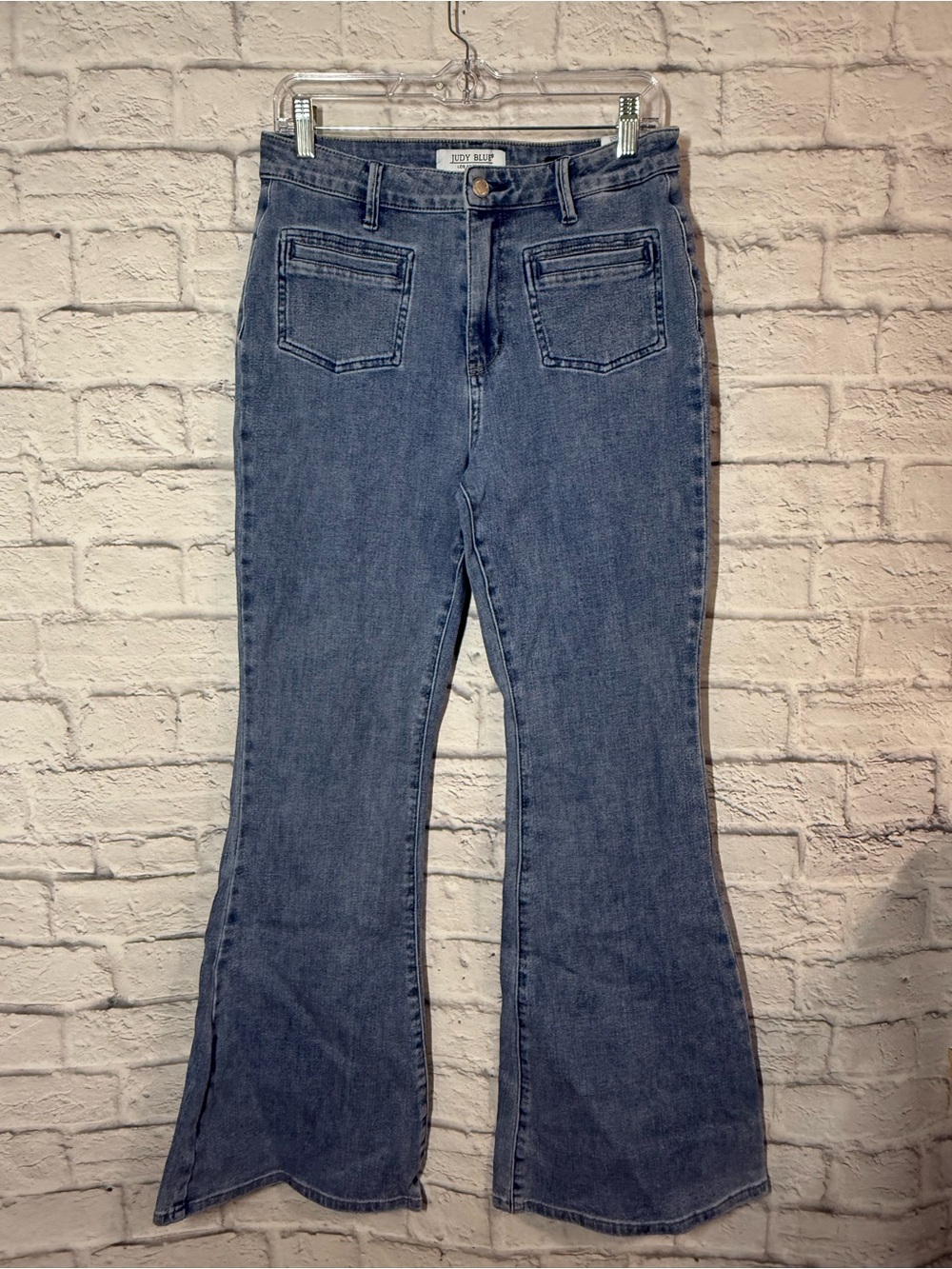 Judy Blue Medium Wash Fit Flare Jeans with Front Patch Pockets, 9/29
